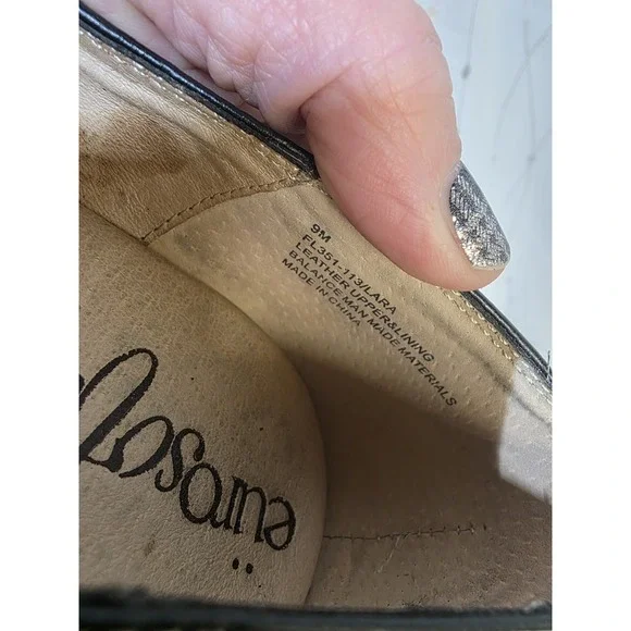 EuroSoft Shoes 9 Black Leather Coquette Retro Buckle Office Classic Jackie O - Picture 5 of 8